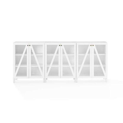 Crosley Furniture Cassai 3Pc Media Storage Cabinet Set White - 3 Storage Pantries - KF13134WH veiw 8