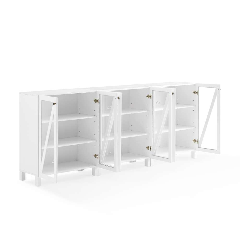 Crosley Furniture Cassai 3Pc Media Storage Cabinet Set White - 3 Storage Pantries - KF13134WH veiw 9