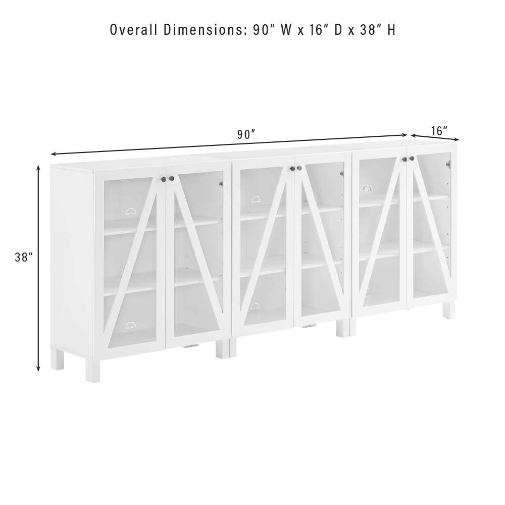Crosley Furniture Cassai 3Pc Media Storage Cabinet Set White - 3 Storage Pantries - KF13134WH veiw 11