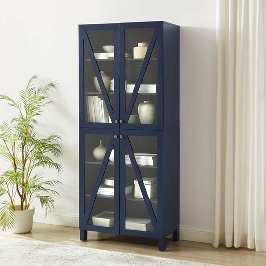 Crosley Furniture Cassai Tall Storage Pantry Navy - 2 Stackable Pantries - KF33024NV veiw 1
