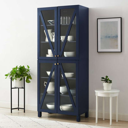 Crosley Furniture Cassai Tall Storage Pantry Navy - 2 Stackable Pantries - KF33024NV veiw 4