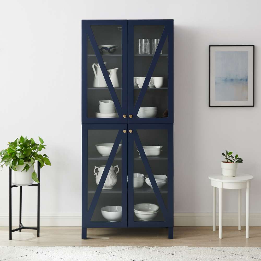 Crosley Furniture Cassai Tall Storage Pantry Navy - 2 Stackable Pantries - KF33024NV veiw 5