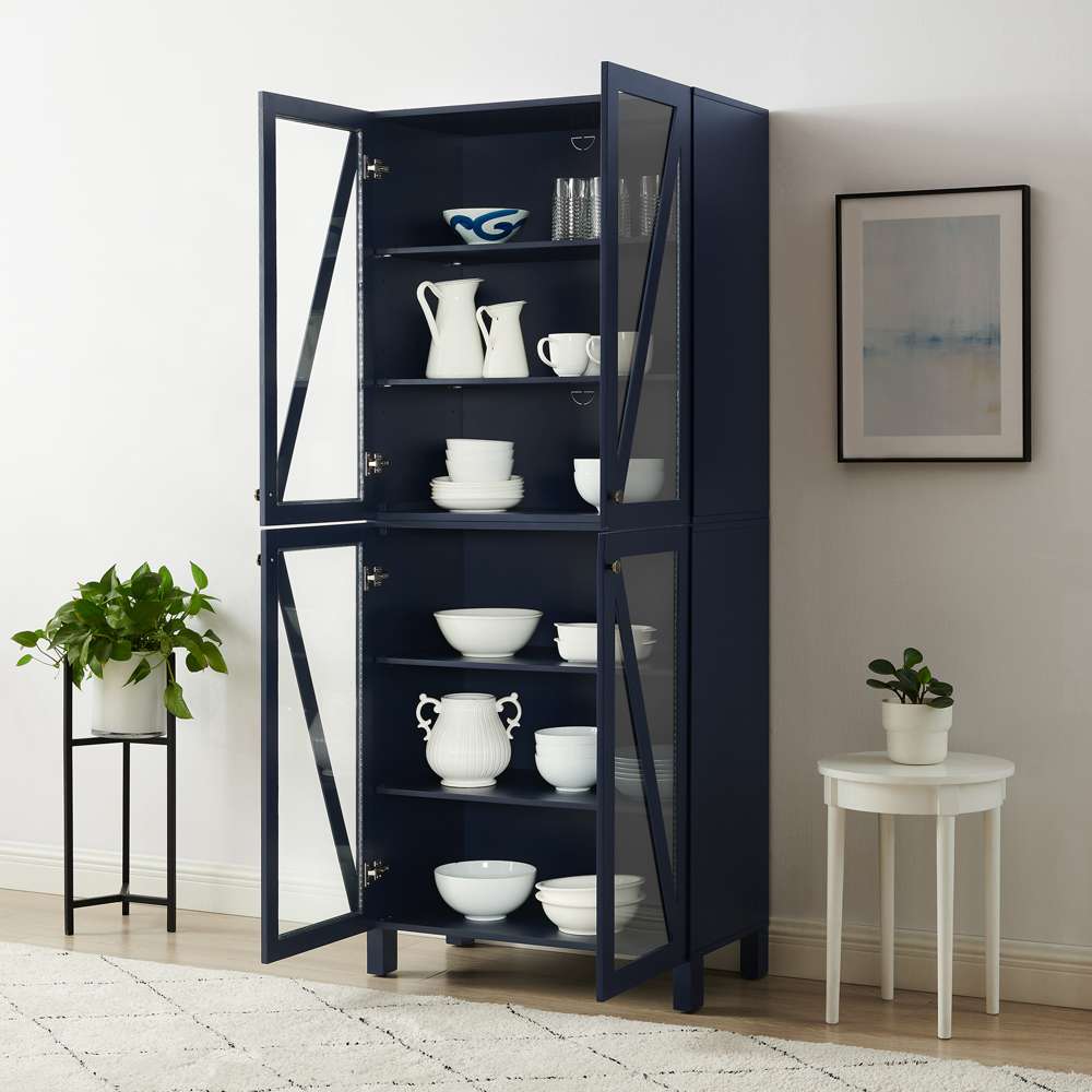Crosley Furniture Cassai Tall Storage Pantry Navy - 2 Stackable Pantries - KF33024NV veiw 6