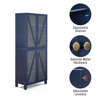 Crosley Furniture Cassai Tall Storage Pantry Navy - 2 Stackable Pantries - KF33024NV veiw 7