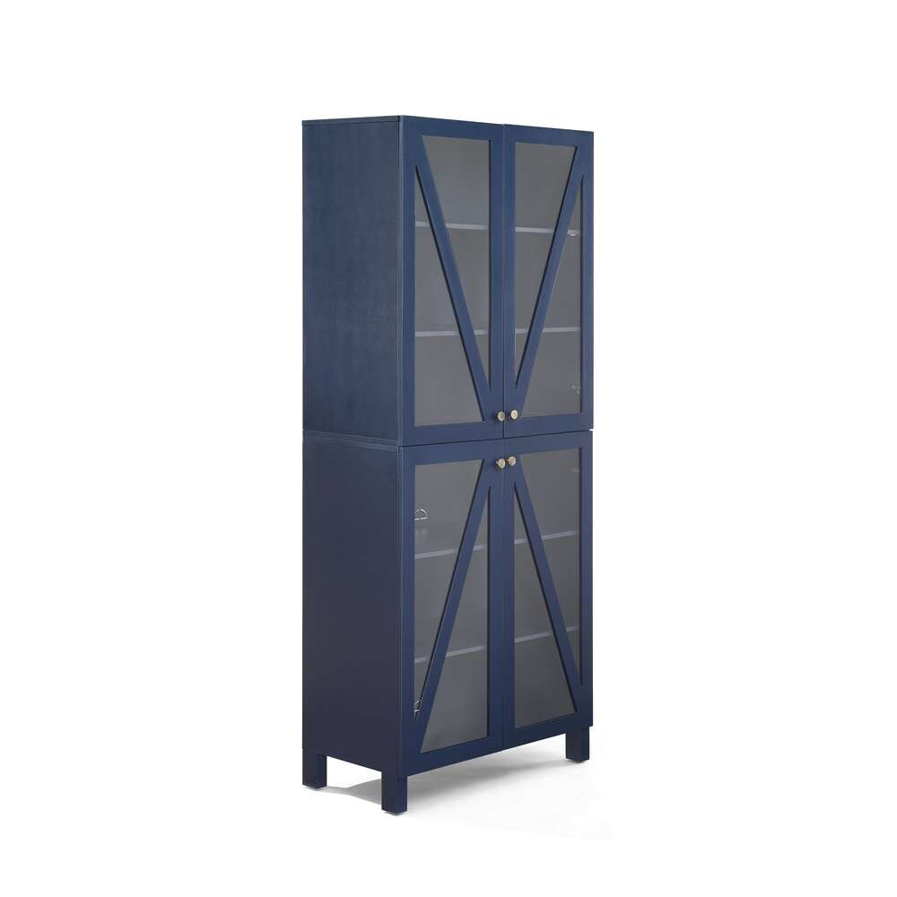 Crosley Furniture Cassai Tall Storage Pantry Navy - 2 Stackable Pantries - KF33024NV veiw 9
