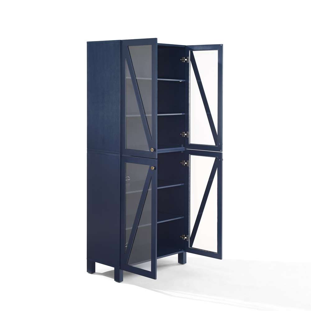 Crosley Furniture Cassai Tall Storage Pantry Navy - 2 Stackable Pantries - KF33024NV veiw 11