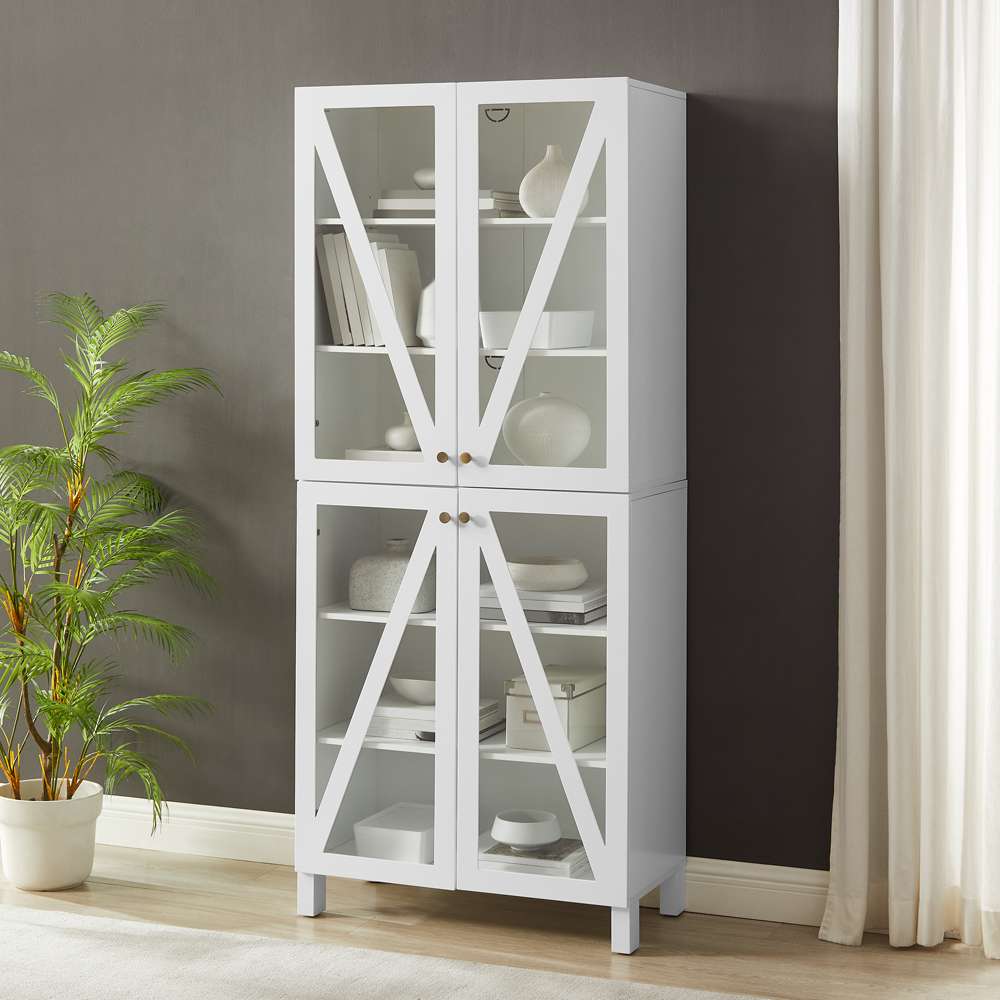 Crosley Furniture Cassai Tall Storage Pantry White - 2 Stackable Pantries - KF33024WH veiw 1