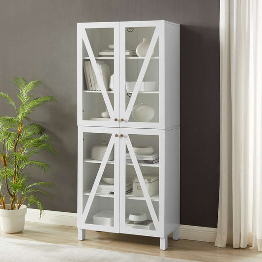 Crosley Furniture Cassai Tall Storage Pantry White - 2 Stackable Pantries - KF33024WH veiw 1
