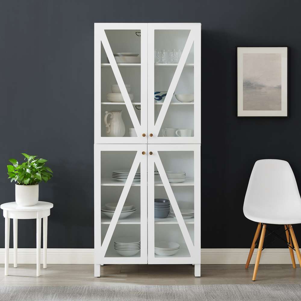 Crosley Furniture Cassai Tall Storage Pantry White - 2 Stackable Pantries - KF33024WH veiw 5