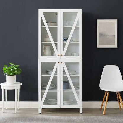 Crosley Furniture Cassai Tall Storage Pantry White - 2 Stackable Pantries - KF33024WH veiw 5