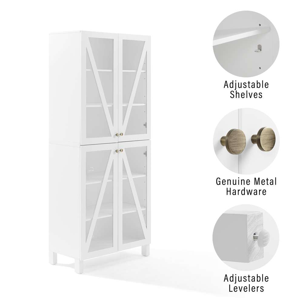 Crosley Furniture Cassai Tall Storage Pantry White - 2 Stackable Pantries - KF33024WH veiw 7