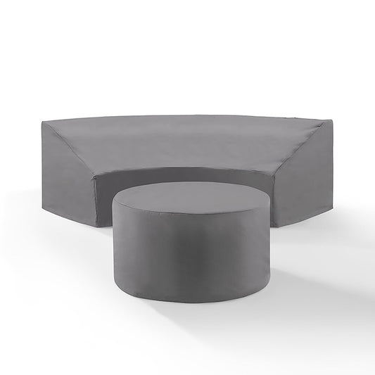 Crosley Furniture - Catalina 2 Piece Furniture Cover Set Gray - Round Sectional Sofa And Coffee Table - MO75014-GY veiw 1