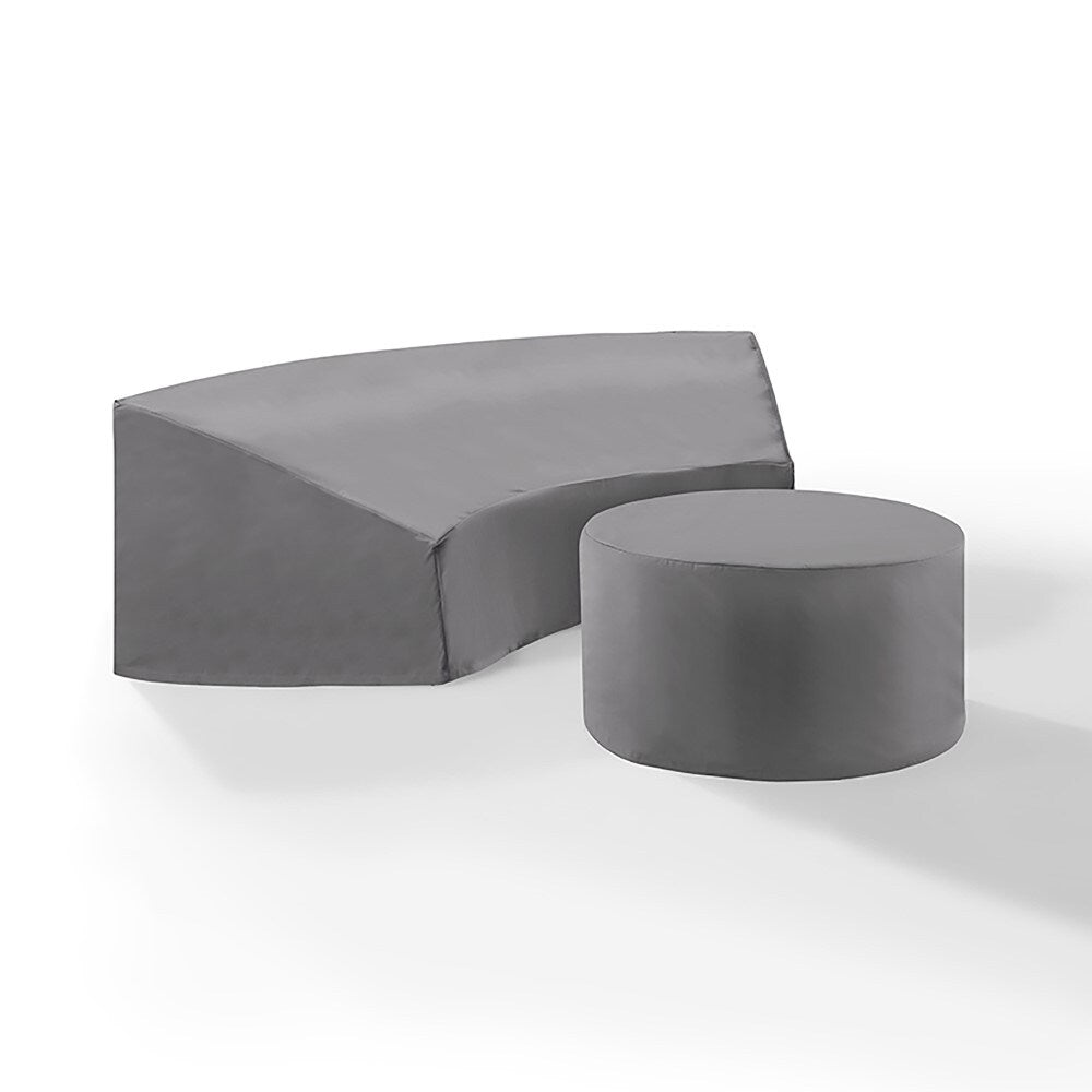Crosley Furniture - Catalina 2 Piece Furniture Cover Set Gray - Round Sectional Sofa And Coffee Table - MO75014-GY veiw 2