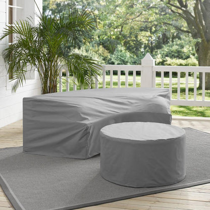 Crosley Furniture - Catalina 2 Piece Furniture Cover Set Gray - Round Sectional Sofa And Coffee Table - MO75014-GY veiw 4