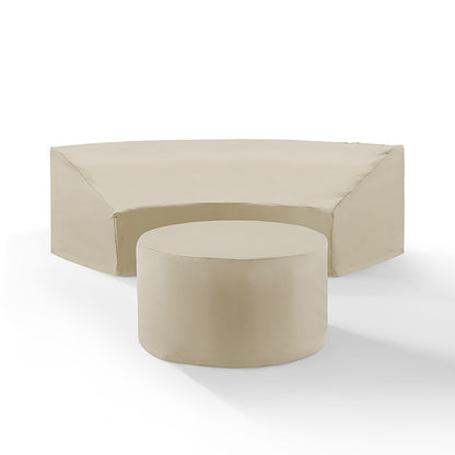 Crosley Furniture - Catalina 2 Piece Furniture Cover Set Tan - Round Sectional Sofa And Coffee Table - MO75014-TA veiw 1