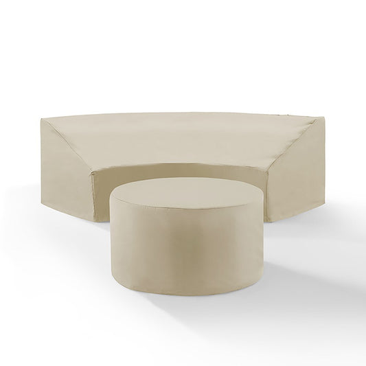 Crosley Furniture - Catalina 2 Piece Furniture Cover Set Tan - Round Sectional Sofa And Coffee Table - MO75014-TA veiw 1