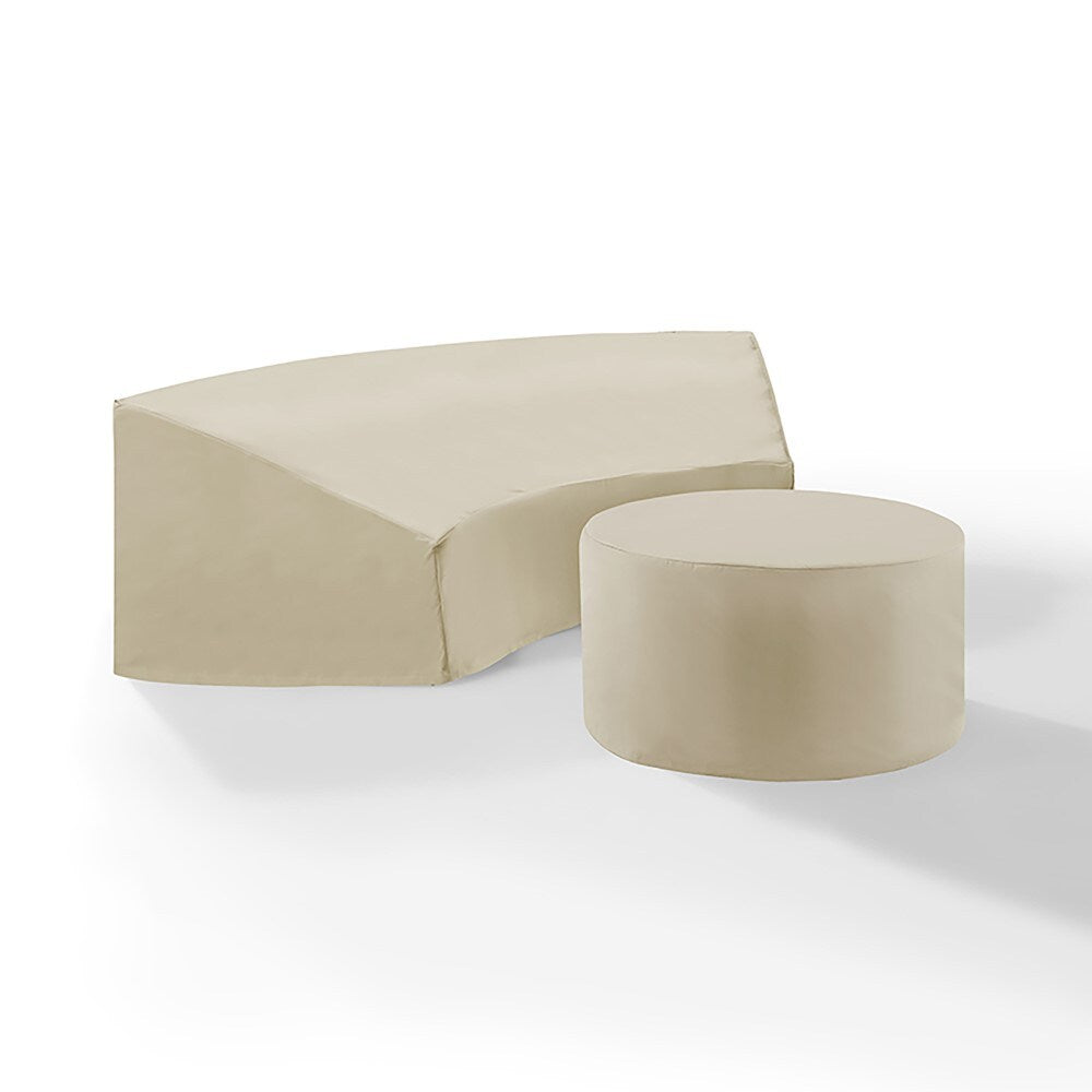 Crosley Furniture - Catalina 2 Piece Furniture Cover Set Tan - Round Sectional Sofa And Coffee Table - MO75014-TA veiw 2