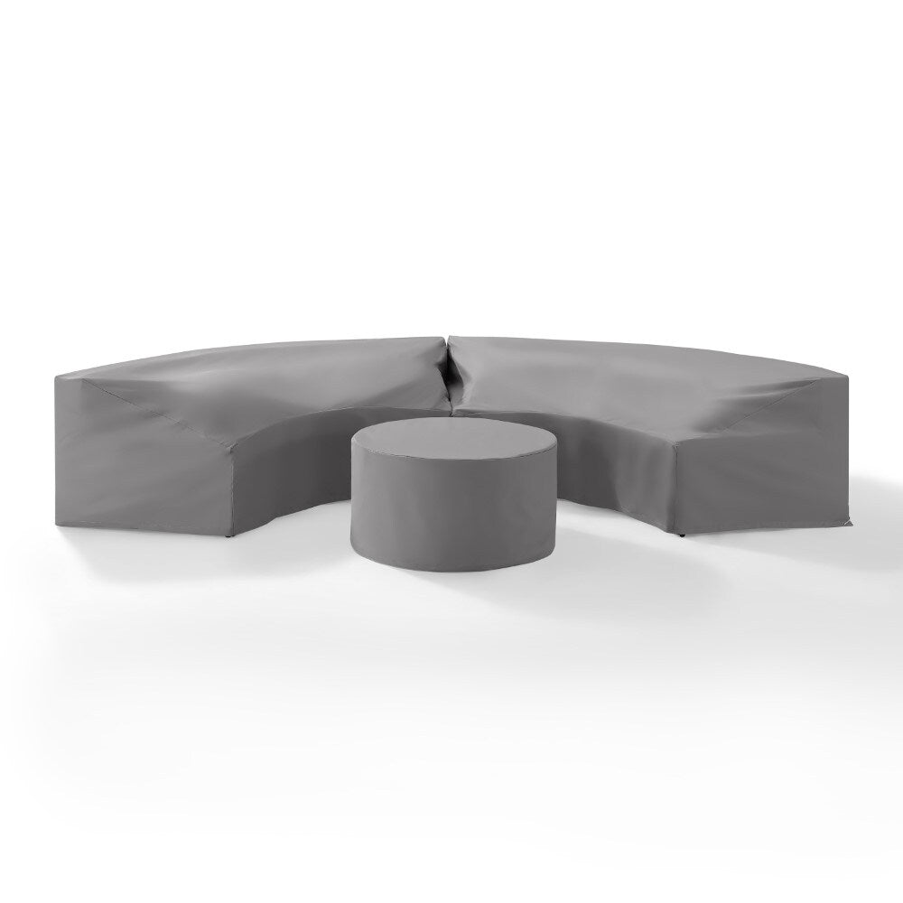 Crosley Furniture - Catalina 3 Piece Furniture Cover Set Gray - 2 Round Sectional Sofas And Coffee Table - MO75015-GY veiw 1