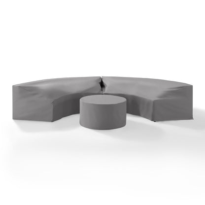 Crosley Furniture - Catalina 3 Piece Furniture Cover Set Gray - 2 Round Sectional Sofas And Coffee Table - MO75015-GY veiw 1