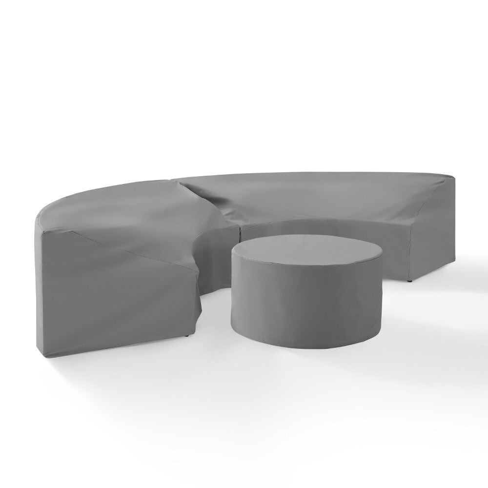 Crosley Furniture - Catalina 3 Piece Furniture Cover Set Gray - 2 Round Sectional Sofas And Coffee Table - MO75015-GY veiw 2