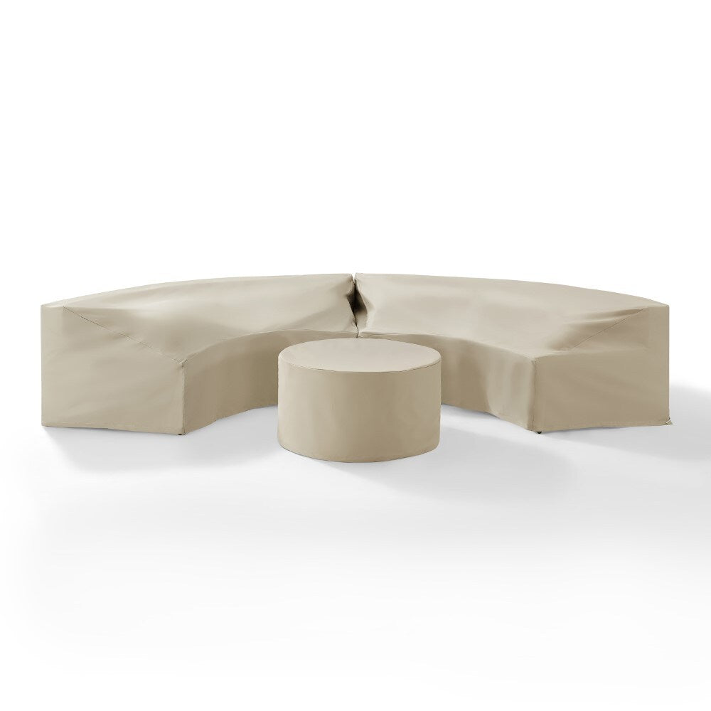 Crosley Furniture - Catalina 3 Piece Furniture Cover Set Tan - 2 Round Sectional Sofas And Coffee Table - MO75015-TA veiw 1