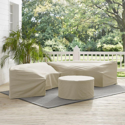Crosley Furniture - Catalina 3 Piece Furniture Cover Set Tan - 2 Round Sectional Sofas And Coffee Table - MO75015-TA veiw 4
