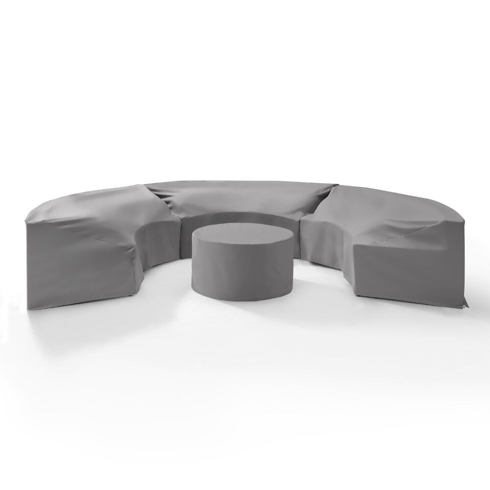 Crosley Furniture - Catalina 4 Piece Furniture Cover Set Gray - 3 Round Sectional Sofas And Coffee Table - MO75016-GY veiw 1
