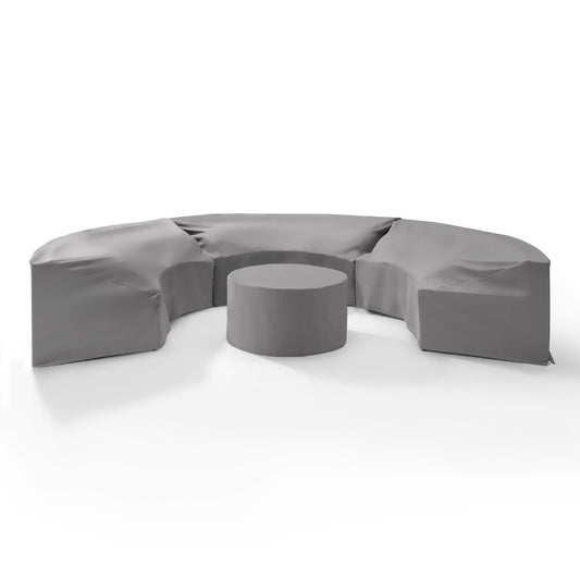 Crosley Furniture - Catalina 4 Piece Furniture Cover Set Gray - 3 Round Sectional Sofas And Coffee Table - MO75016-GY veiw 1