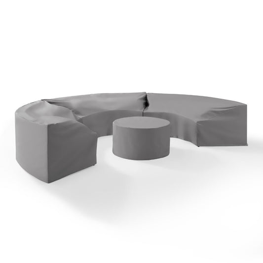 Crosley Furniture - Catalina 4 Piece Furniture Cover Set Gray - 3 Round Sectional Sofas And Coffee Table - MO75016-GY veiw 2