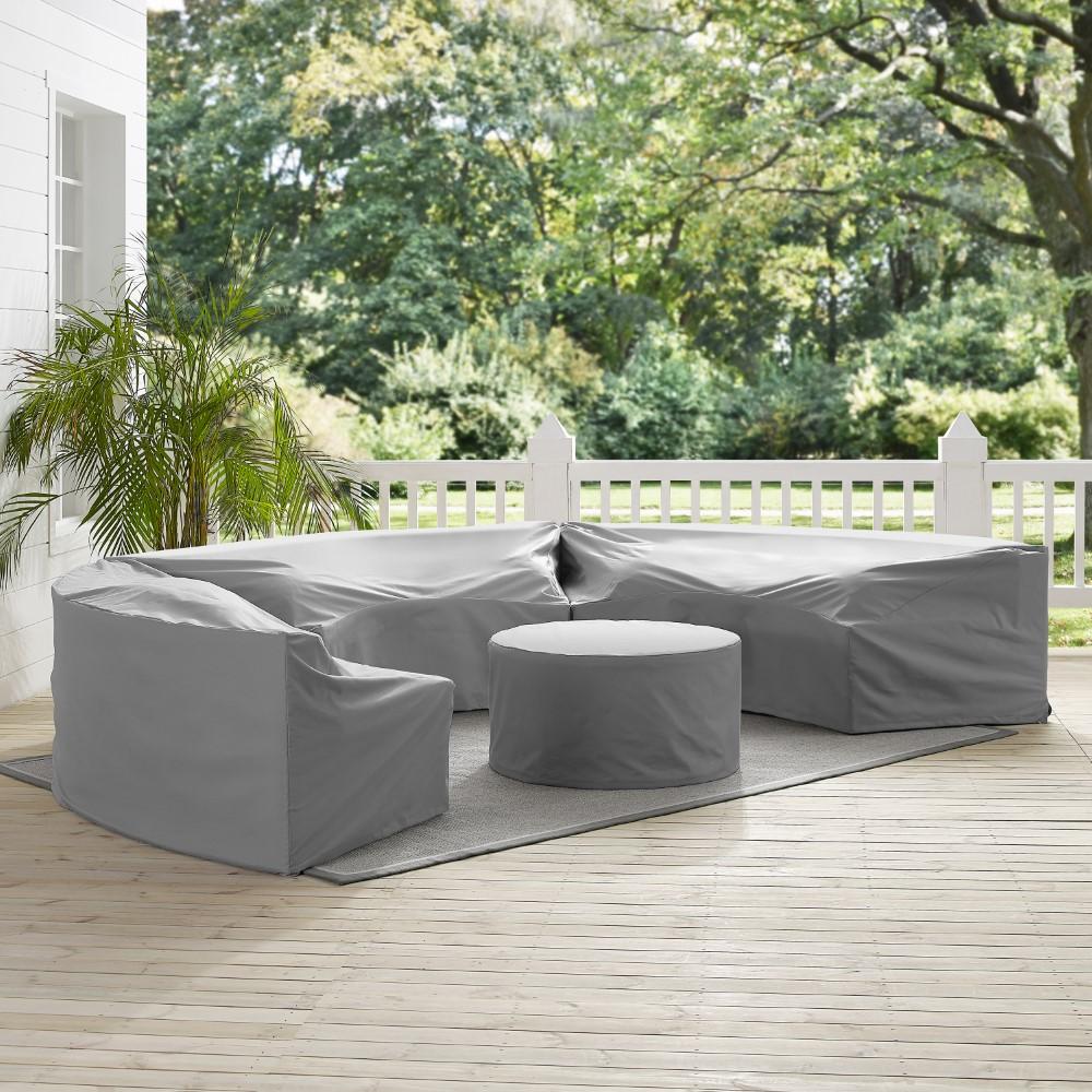 Crosley Furniture - Catalina 4 Piece Furniture Cover Set Gray - 3 Round Sectional Sofas And Coffee Table - MO75016-GY veiw 4