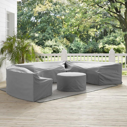 Crosley Furniture - Catalina 4 Piece Furniture Cover Set Gray - 3 Round Sectional Sofas And Coffee Table - MO75016-GY veiw 4