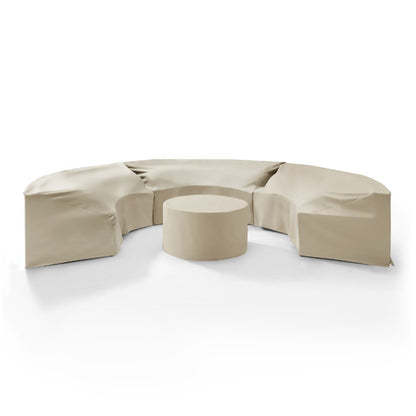 Crosley Furniture - Catalina 4 Piece Furniture Cover Set Tan - 3 Round Sectional Sofas And Coffee Table - MO75016-TA veiw 1