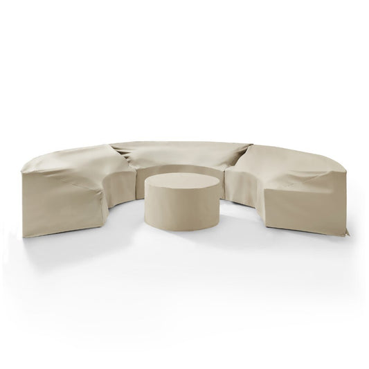 Crosley Furniture - Catalina 4 Piece Furniture Cover Set Tan - 3 Round Sectional Sofas And Coffee Table - MO75016-TA veiw 1