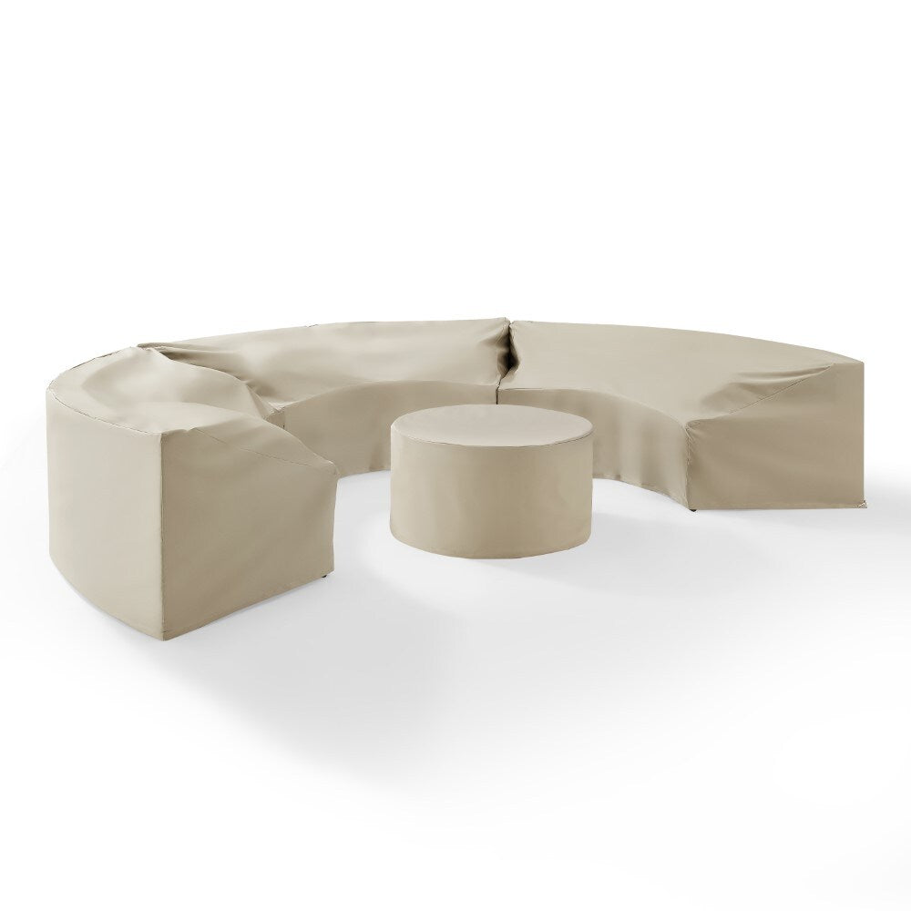 Crosley Furniture - Catalina 4 Piece Furniture Cover Set Tan - 3 Round Sectional Sofas And Coffee Table - MO75016-TA veiw 2