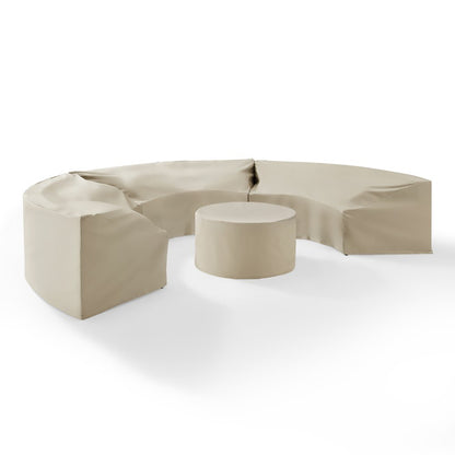 Crosley Furniture - Catalina 4 Piece Furniture Cover Set Tan - 3 Round Sectional Sofas And Coffee Table - MO75016-TA veiw 2