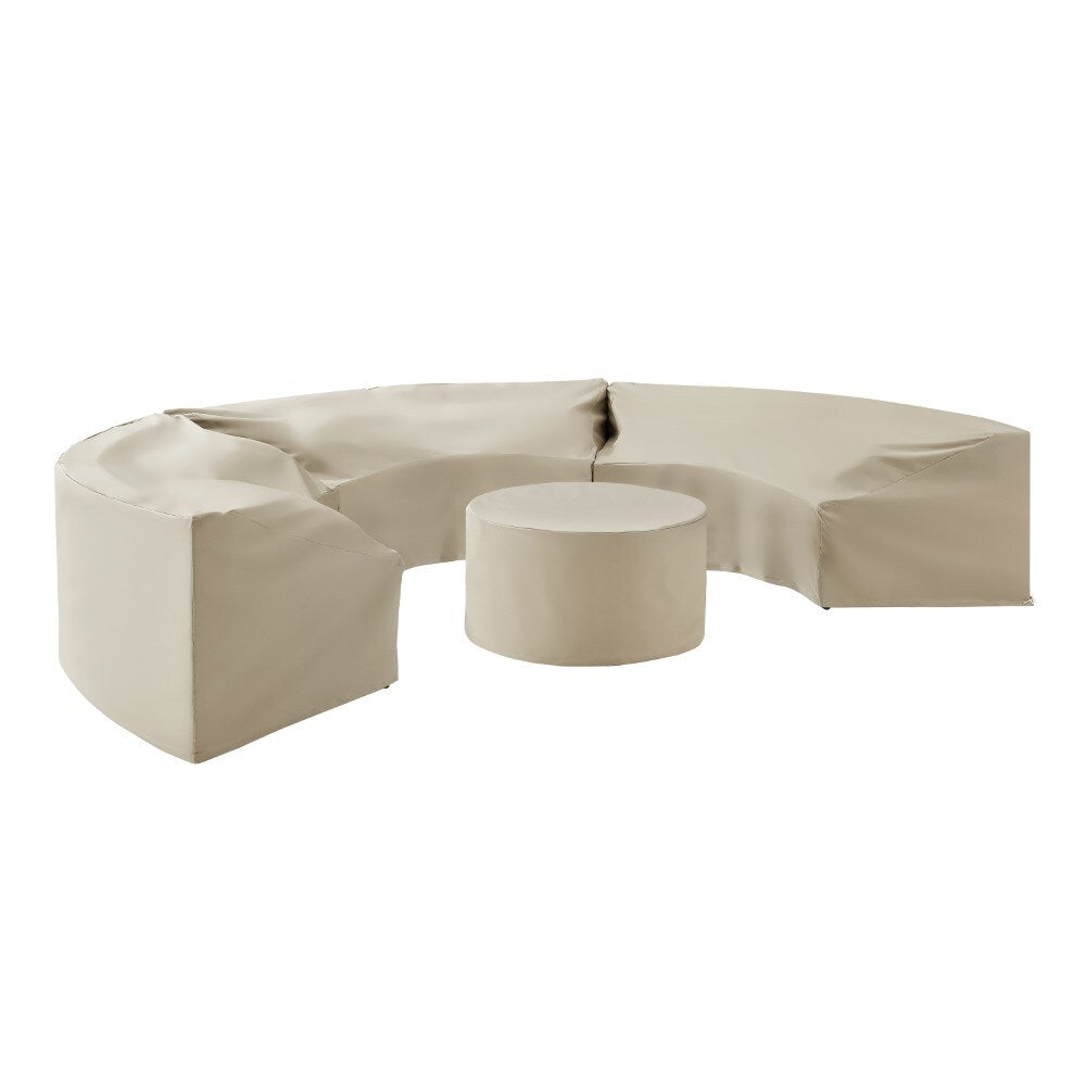 Crosley Furniture - Catalina 4 Piece Furniture Cover Set Tan - 3 Round Sectional Sofas And Coffee Table - MO75016-TA veiw 4
