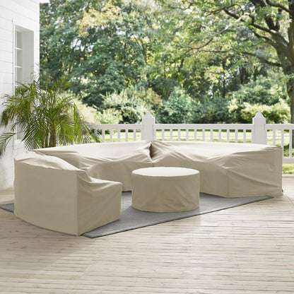 Crosley Furniture - Catalina 4 Piece Furniture Cover Set Tan - 3 Round Sectional Sofas And Coffee Table - MO75016-TA veiw 5