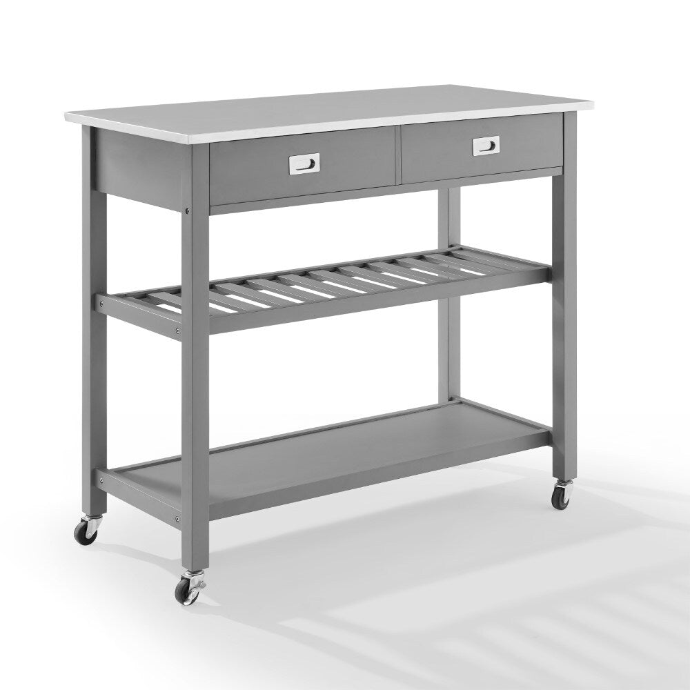 Crosley Furniture - Chloe Stainless Steel Top Kitchen Island/Cart Gray/Stainless Steel - CF3027SS-GY veiw 1