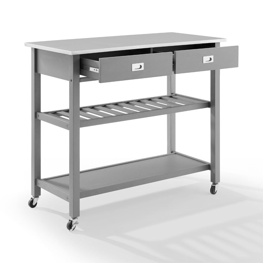 Crosley Furniture - Chloe Stainless Steel Top Kitchen Island/Cart Gray/Stainless Steel - CF3027SS-GY veiw 2