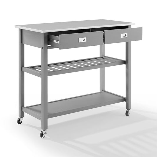 Crosley Furniture - Chloe Stainless Steel Top Kitchen Island/Cart Gray/Stainless Steel - CF3027SS-GY veiw 2