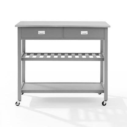 Crosley Furniture - Chloe Stainless Steel Top Kitchen Island/Cart Gray/Stainless Steel - CF3027SS-GY veiw 3