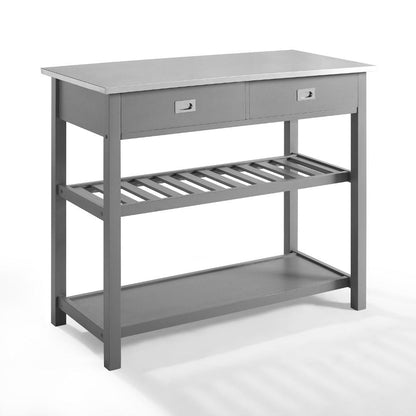 Crosley Furniture - Chloe Stainless Steel Top Kitchen Island/Cart Gray/Stainless Steel - CF3027SS-GY veiw 4
