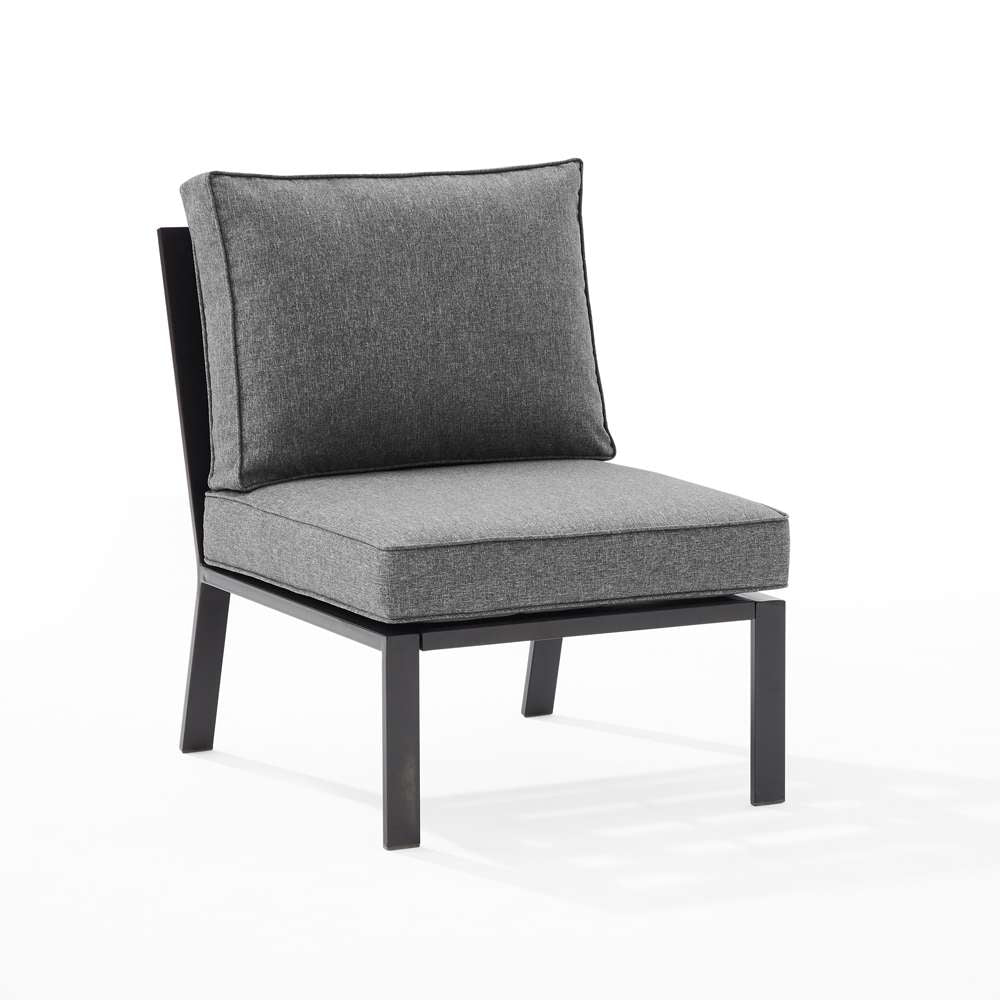 Crosley Furniture - Clark Outdoor Metal Sectional Center Chair Charcoal/Matte Black - KO70373MB-CL veiw 2