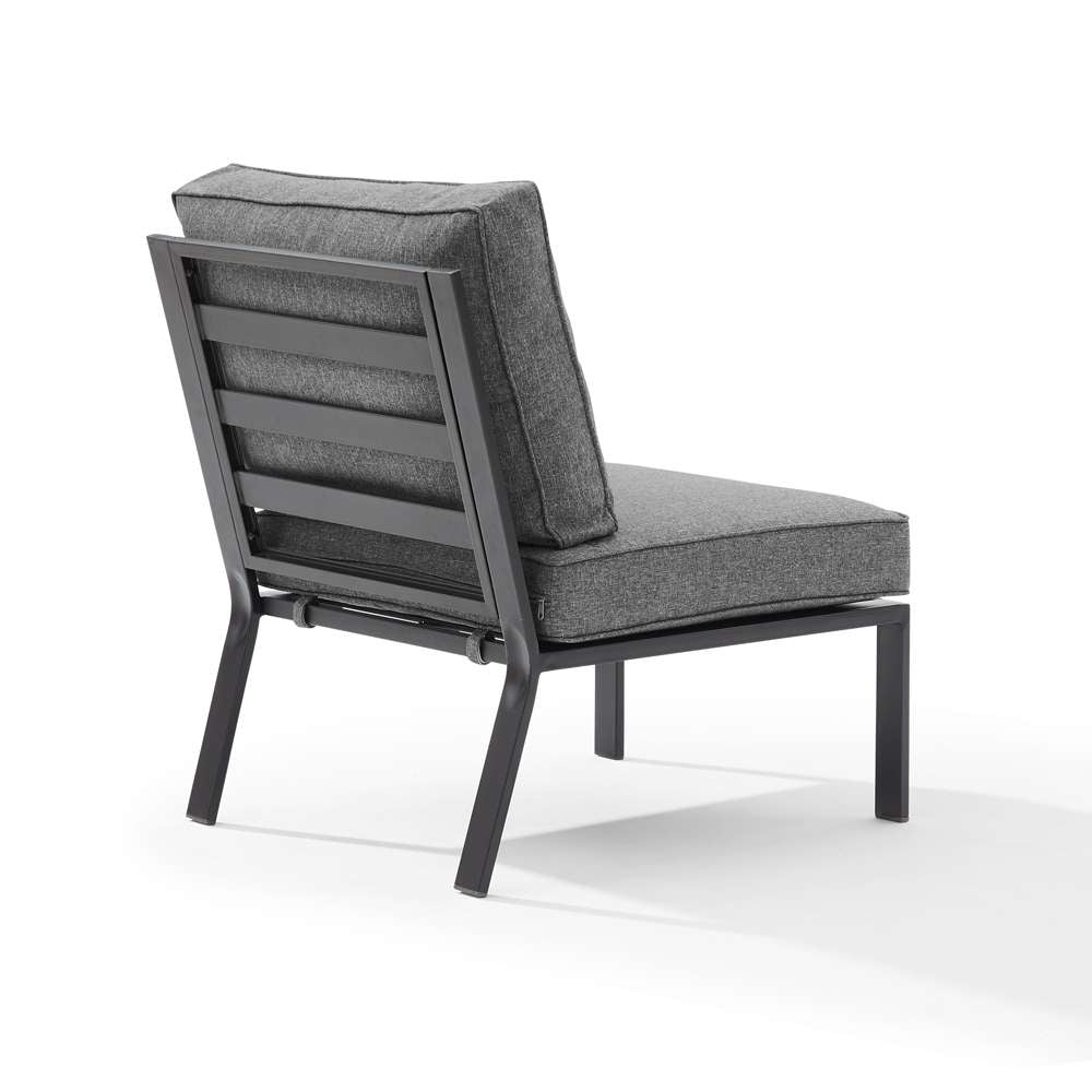 Crosley Furniture - Clark Outdoor Metal Sectional Center Chair Charcoal/Matte Black - KO70373MB-CL veiw 4
