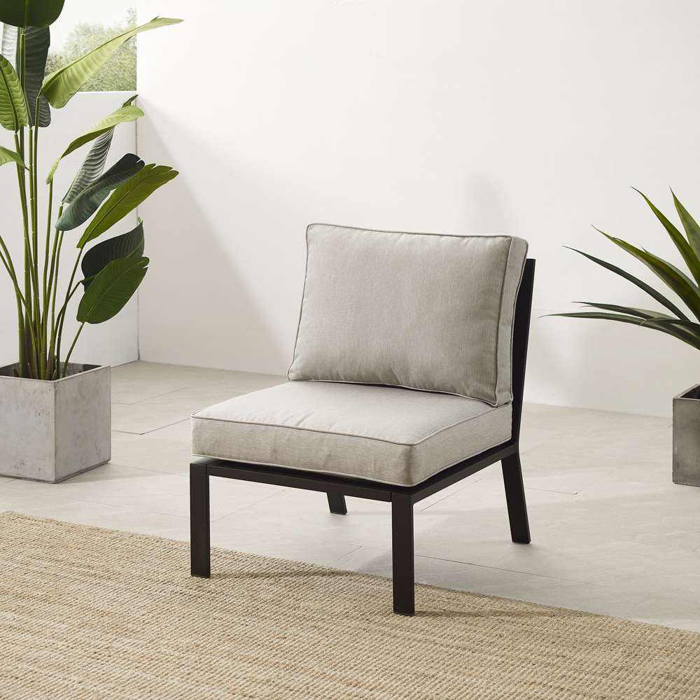 Crosley Furniture - Clark Outdoor Metal Sectional Center Chair Taupe/Matte Black - KO70373MB-TE veiw 1