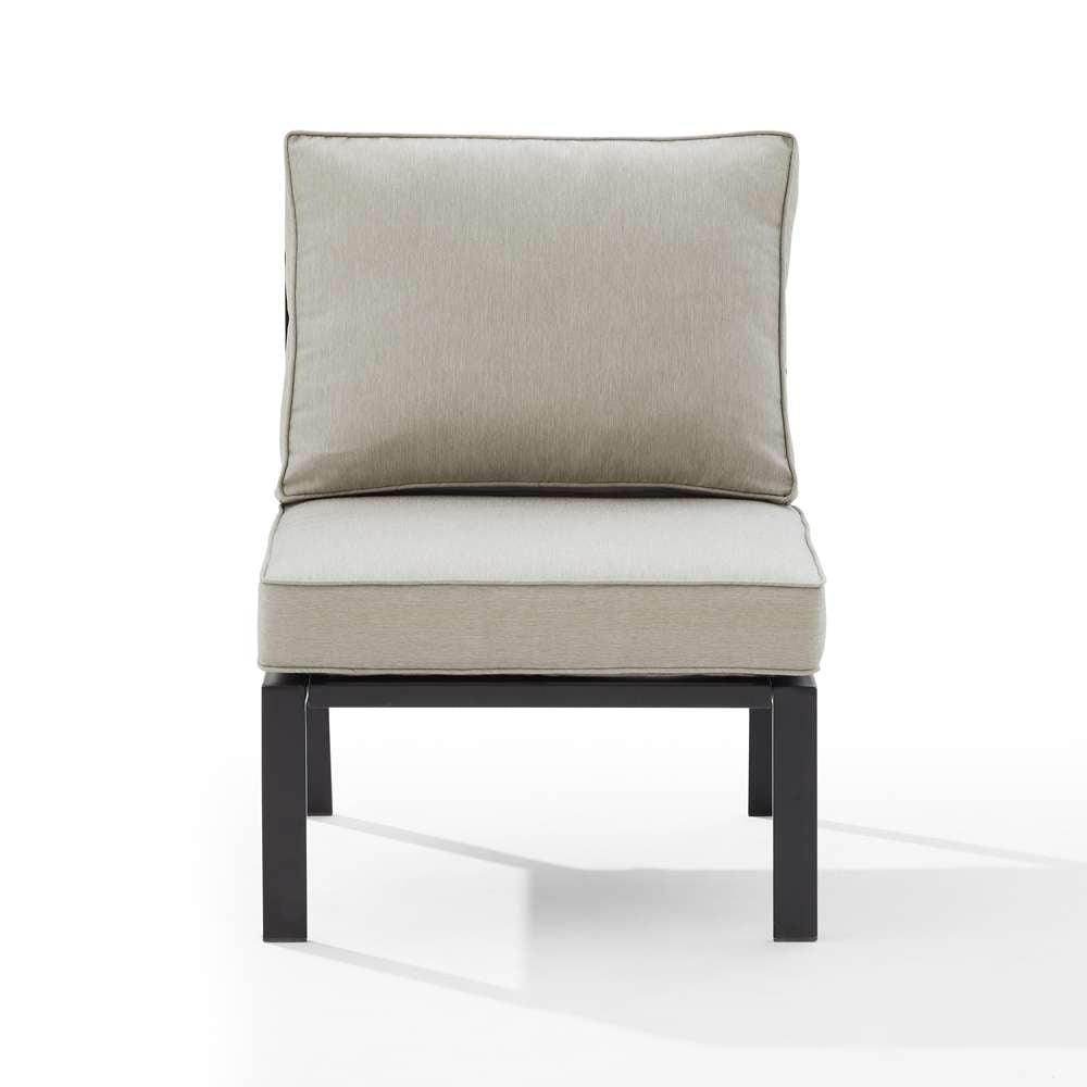 Crosley Furniture - Clark Outdoor Metal Sectional Center Chair Taupe/Matte Black - KO70373MB-TE veiw 3