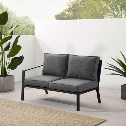 Crosley Furniture - Clark Outdoor Metal Sectional Left Side Loveseat Charcoal/Matte Black - KO70370MB-CL veiw 1