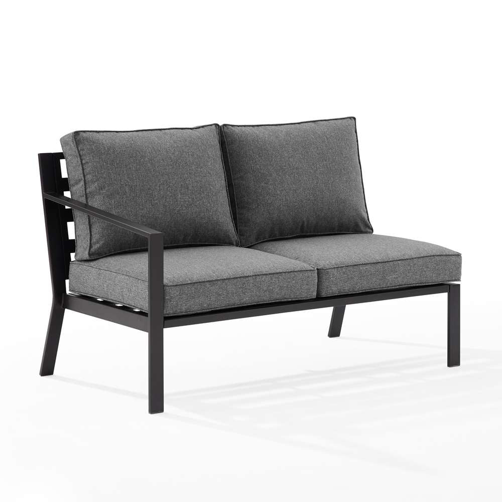 Crosley Furniture - Clark Outdoor Metal Sectional Left Side Loveseat Charcoal/Matte Black - KO70370MB-CL veiw 2