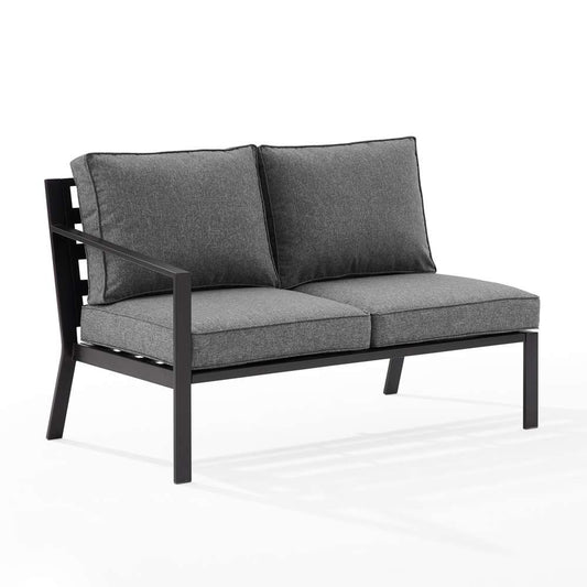 Crosley Furniture - Clark Outdoor Metal Sectional Left Side Loveseat Charcoal/Matte Black - KO70370MB-CL veiw 2