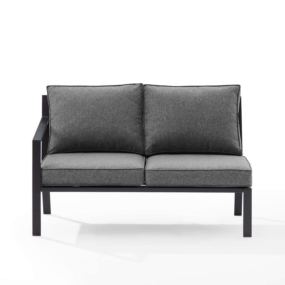 Crosley Furniture - Clark Outdoor Metal Sectional Left Side Loveseat Charcoal/Matte Black - KO70370MB-CL veiw 3